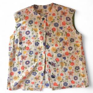 Vintage Handmade Floral Tank with Buttons & Butterflies